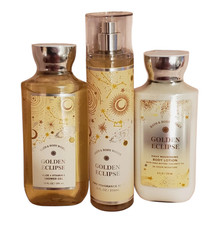 Bath Body Works Golden Eclipse Fine Fragrance Mist Spray Shower Gel Lotion Lot