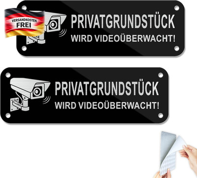 Kameraüberwachung Schild Privatgrundstück Aluminium 15x5cm Schutz Warnung