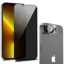 Privacy Tempered Glass Screen Protector + Camera Lens Protector for iPhone