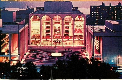 Vintage Metropolitan Opera House Lincoln Center NYC Night Chrome Postcard