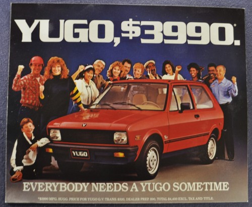 1987 Yugo Hatchback Sales Brochure Sheet Excellent Original 87