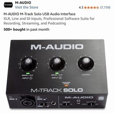 M-Audio M-Track Solo 2-Channel USB Audio Interface With Charger As Pics