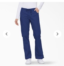 NWT Dickies Scrubs Mid Rise Drawstring Cargo Scrub Pants Blue Women Medium