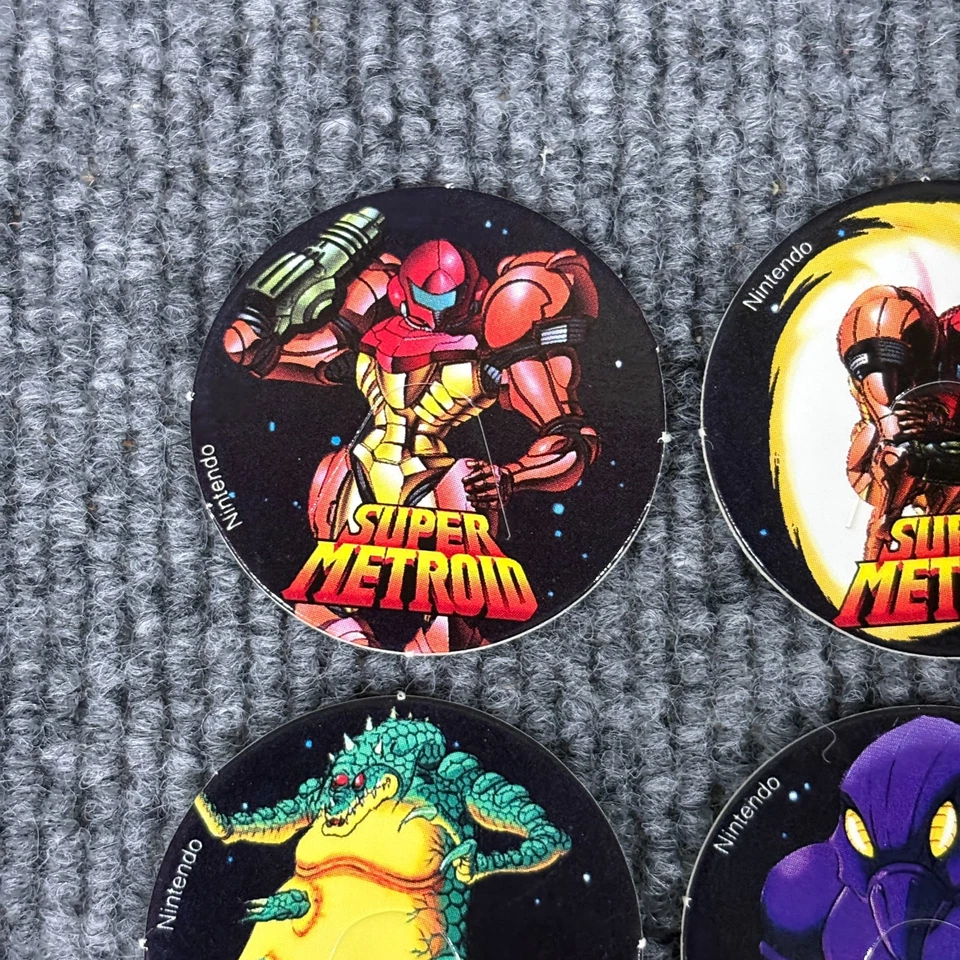 Super Metroid Caps Pogs - 整套 8 - 任天堂 Super Power Club 罕见 — 第 2/4 张图片