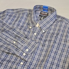 Kirkland Signature Button Shirt Traditional Fit Button Collar Navy White Plaid