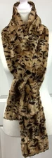 Leopard Print Plush Faux Fur Scarf Pull-Through 60” x 6” INC NEW