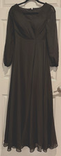 Women's Size 2 Formal Black Dress with Waist Tie - A0099
