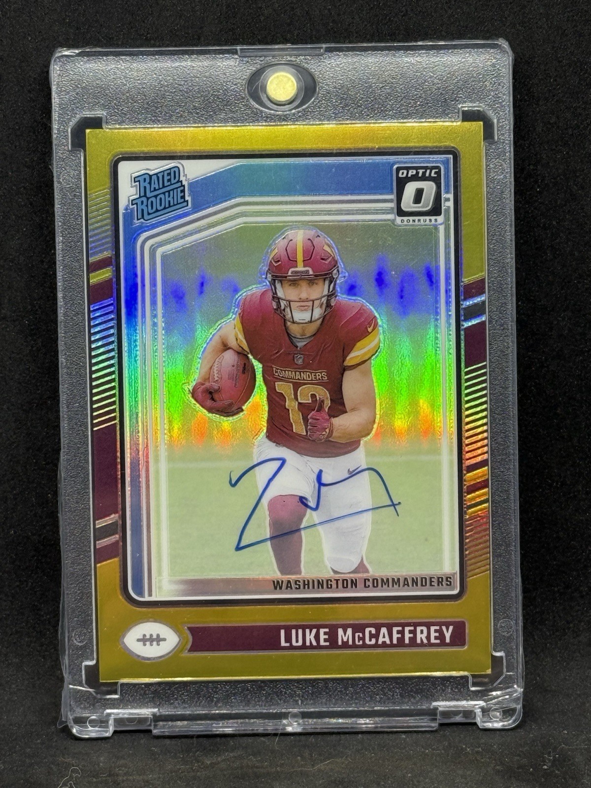 2024 Panini Donruss Optic Rated Rookie Luke McCaffrey #268 GOLD PRIZM /10