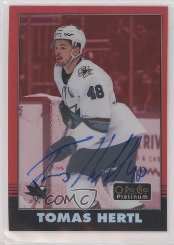 Tomas Hertl #R-30 2021 O-Pee-Chee Platinum 2020 Update Retro Red Rainbow Autograph card