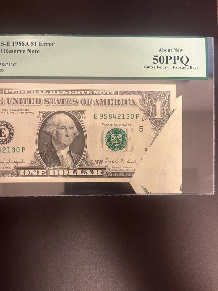 1988 $1 Gutter Folds on Face and Back Graded 50 PPQ - Image 2 of 4