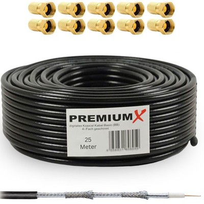 SAT 25m TV Koaxialkabel   F-Stecker Set   135 dB 4K 8K UHD Kupfer Antennenkabel