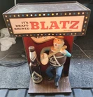 Vintage 1950s Blatz Beer Lighted Banjo Barrel Man Display Sign Light