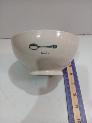 #ad Rae Dunn. Artisan Collection By Magenta SIP Bowl W Black Spoon Design $17.99