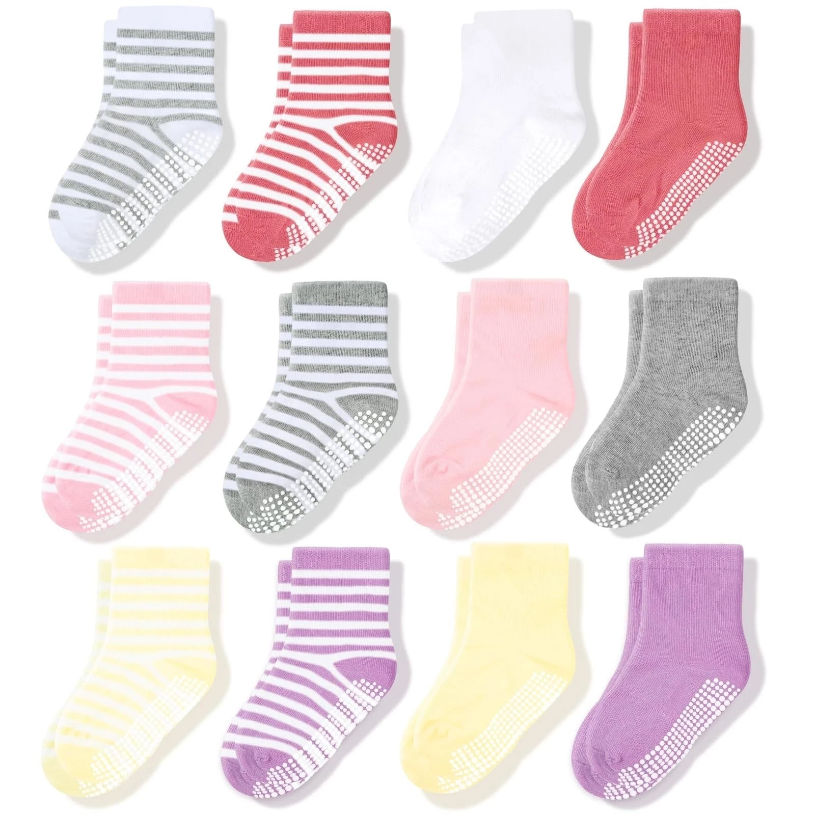 CozyWay Baby & Toddler Socks With Grippers Non Slip Crew 1-3T, Pink / White
Opens in a new window or
