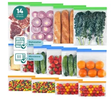 14Pack Reusable Gallon Freezer Bags,Silicone Ziplock Bags Reusable Storage Baggi