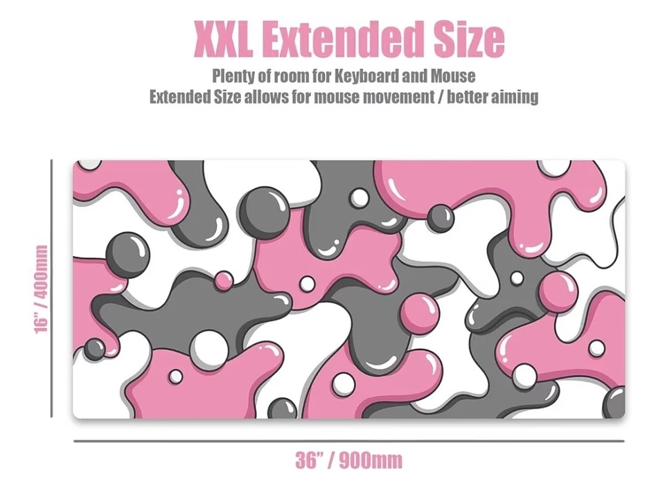 Kraken Keyboards XXL Mouse Pad Pink & White Quartz Drip Extended Gaming Mat - Image 2 of 4