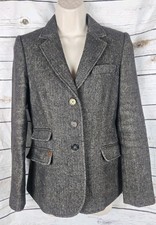 Banana Republic Safari Travel Co Tweed Blazer 4 Equestrian Elbow Patch Wool