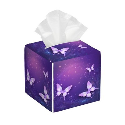 Square Tissue Boxes(5.2''x5.2''x5.2''), Firework Star Purple Butterfly Tissue Ho...