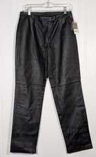 Vintage Massini Leather Pants Black High Rise Straight Leg Y2K Women's Size 10