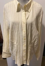 Venezia Woman's Long Sleeve Wide Cuff Blouse - Off White & Gold - 22/24
