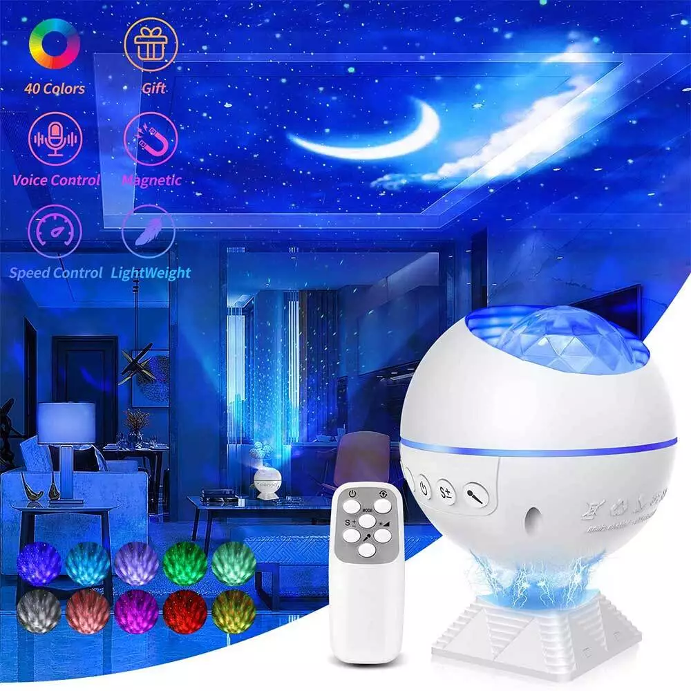 LED Galaxy Star Moon Cloud Projector Night Light Starry Ocean Wave Lamp w Remote