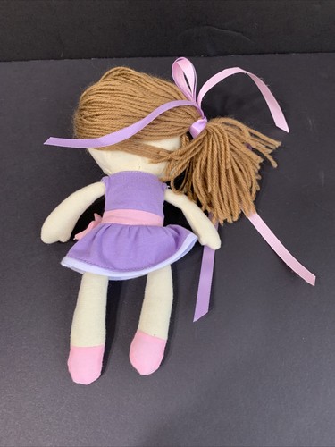Animal Adventure Peluche 10"" Bebé Niña Muñeca Hilo Moreno Cabello Vestido Púrpura Rosa - Imagen 7 de 11