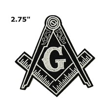 MASONIC LOGO EMBROIDERED PATCH Hook Loop FREEMASON SQUARE COMPASS MASON EMBLEM