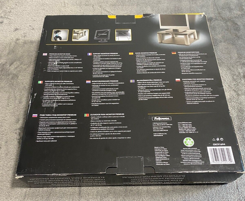 Fellowes Support de Moniteur Premium Riser Hauteur Réglable, Noir/Gris - Photo 2/3