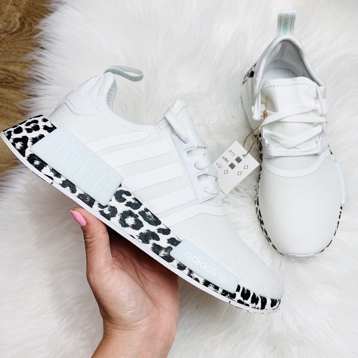 Adidas NMD R1 Boost Black White Leopard Print Women's Mint Adidas NMD R1 Boost Black White Leopard Print Women's Mint