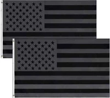 Set of 2 3x5FT All Black American Flag US Black Flag Decor Blackout USA
