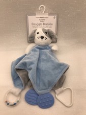 Modern Baby Puppy Dog Security Blanket Blue Snuggle Blankie Lovey Teether NEW