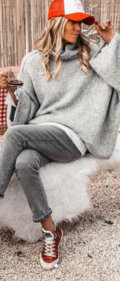 NEW BILLI LAGENLOOK OVERSIZED CHUNKY POLO ROLL NECK JUMPER SWEATER TOP 12  18