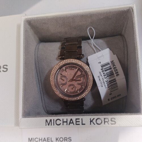 Michael Kors Parker Chronograph Chocolate Dial 33mm Ladies Watch bracelet  - Afbeelding 1 van 9