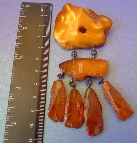 k7 Vintage Jewelry Multi-Color Natural Baltic Amber gems Charm BROOCH w hole 23g