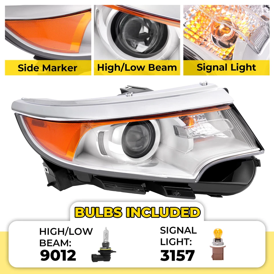 For Ford Edge 2011 2012 2013 2014 Headlight Right Side Halogen Projector 5 Pins Foto 2 de 4