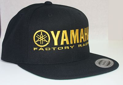 YAMAHA FACTORY RACING hat cap flat bill snapback black yellow | eBay