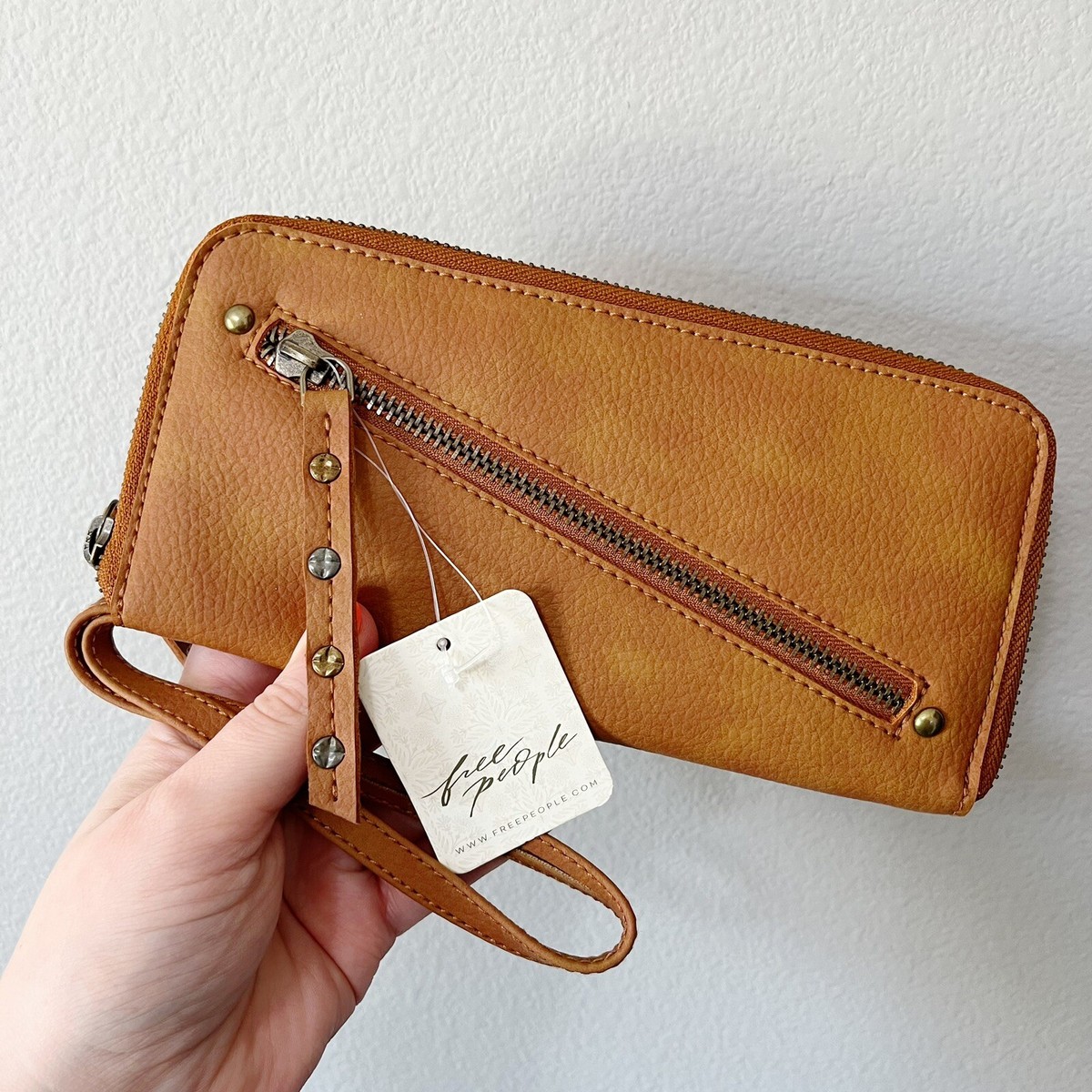 Free People NEW Vegan Faux Leather Zip Around Wristlet Wallet