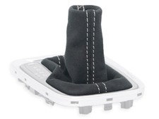 SCHALTMANSCHETTE FUR HYUNDAI IONIQ automatik DCT SCHALTSACK ALCANTARA NAHT WEISS