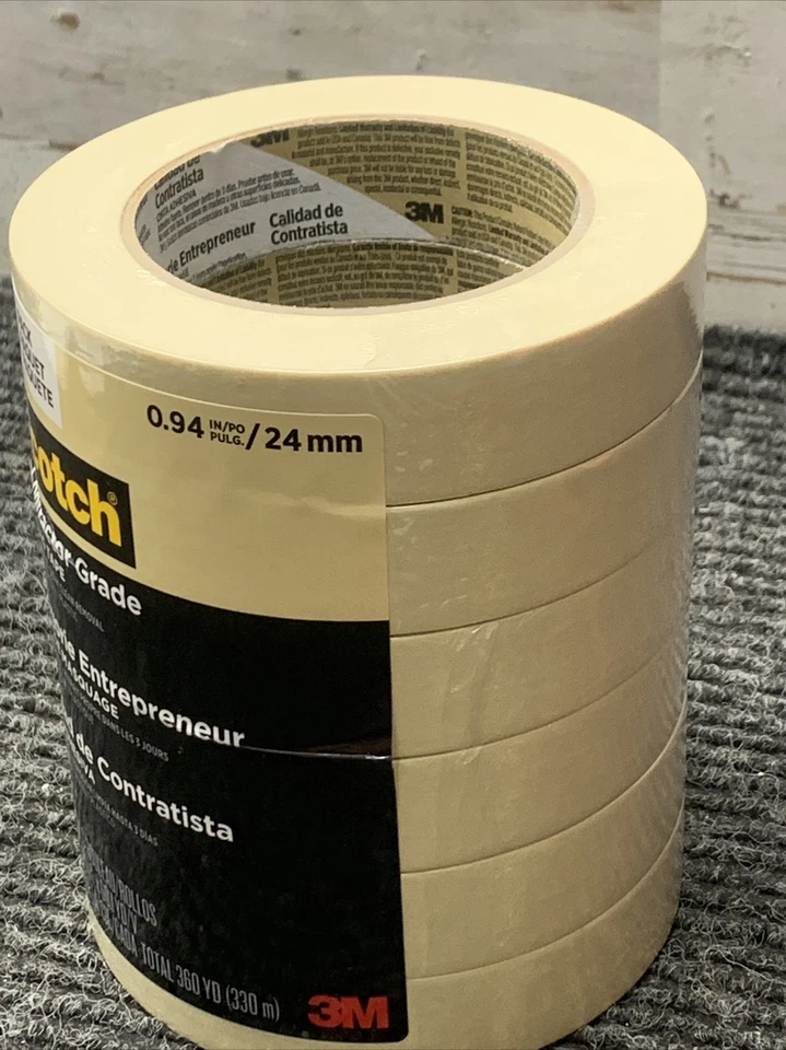 EXPIRED Lot of 6 Scotch Contractor Grade Masking Tape, 0.94 inches by 60.1 yards - Image 4 of 4