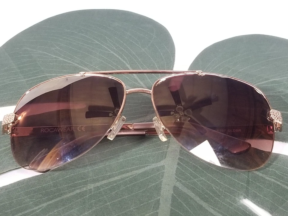 Gafas de sol de aviador vintage ROCAWEAR unisex de gran tamaño con marco dorado - R597 GLDBR Foto 2 de 4