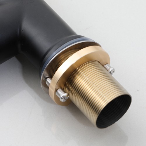 2 Functions Pull Out Kitchen Sink Faucet Black Swivel Mixer Tap Gold Cover Plate - Picture 8 of 14