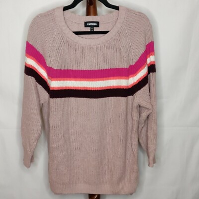 Express women's size M pullover sweater multicolor round neck long sleeves 