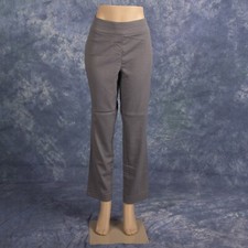 Draper's  Damon's Petites Gray Pinstripe Pull On Pants Women PL Stretch Career