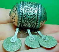 Extremely Rare Ancient Large Roman Silver Bead With 3 Coins UNRESEARCHED