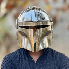 Mandaloriann Helmet ~ Medieval Knight Helmet ~ Beskar Mando Helmet ~ Prop Mandal