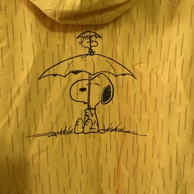Huf X Peanuts Jacket Mens XL Yellow Snoopy Hooded Rain Coat Trench