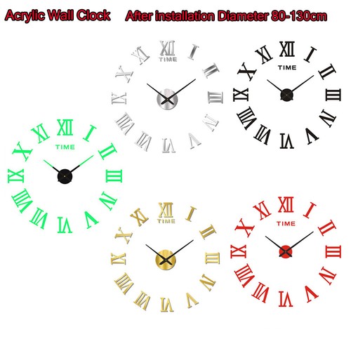 3D Zum Selbermachen extra große römische Ziffern Luxus Spiegel Wandaufkleber Uhr Wohnkultur UK - Bild 2 von 17