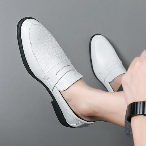 Men's Splicing Business Formal Pointy Toe Slip On Casual Formal Pumps Shoes New - Picture 2 of 14