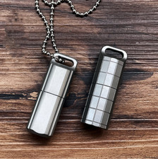 Titanium Waterproof Medicine Pill Bottles Necklace Pendants Perfume Bottles Box