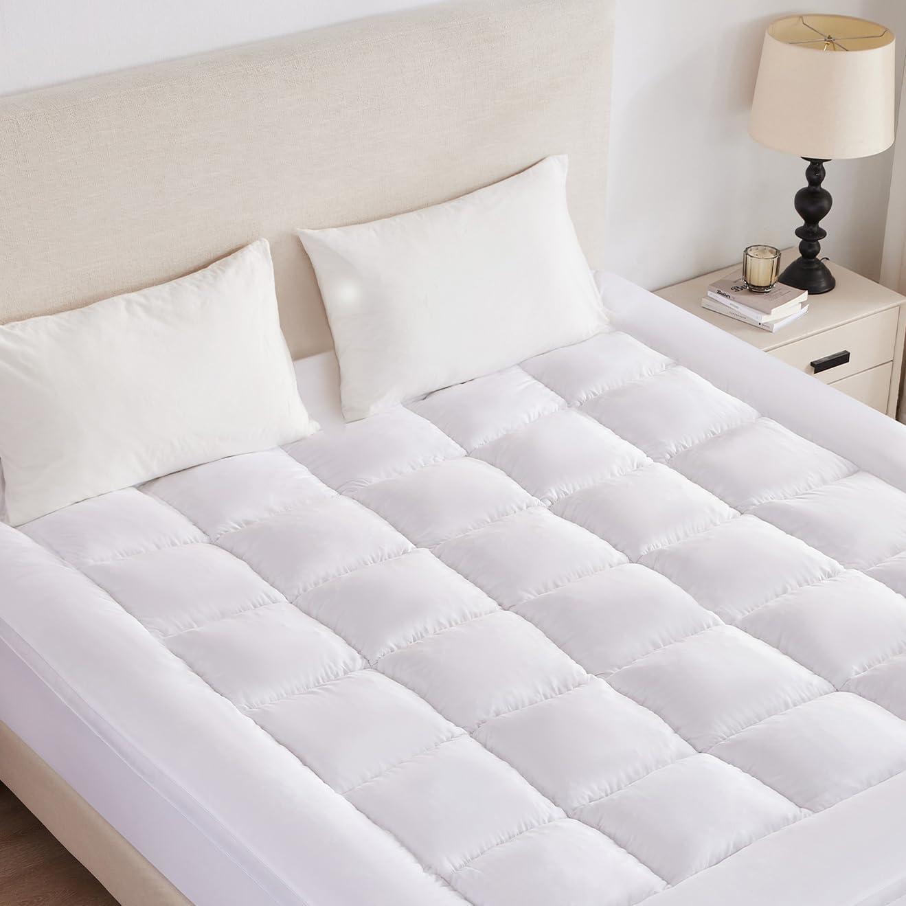 Extra Thick Queen Size Mattress Topper, 1400 GSM down Alternative Memory Foam Pi